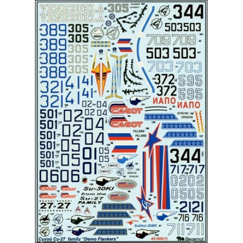 Декалі Su-27 family decals (BD48008) Масштаб: 1:48