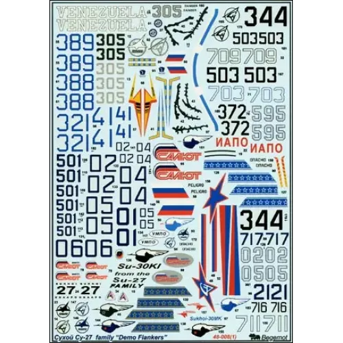 Декали Su-27 family decals (BD48008) Масштаб: 1:48
