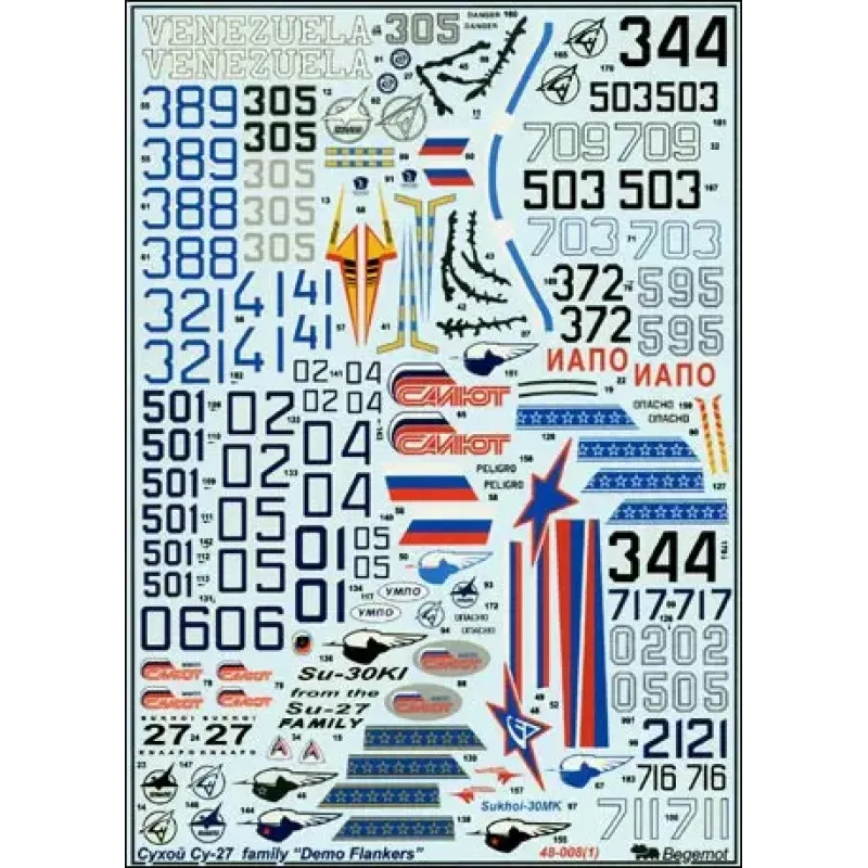 Su-27 family decals (BD48008) Масштаб: 1:48