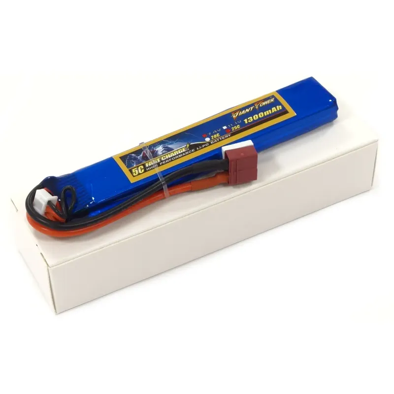 Аккумулятор для страйкбола Giant Power Li-Pol 7.4V 2S 1300mAh 25C 12.5х21х130мм T-Plug