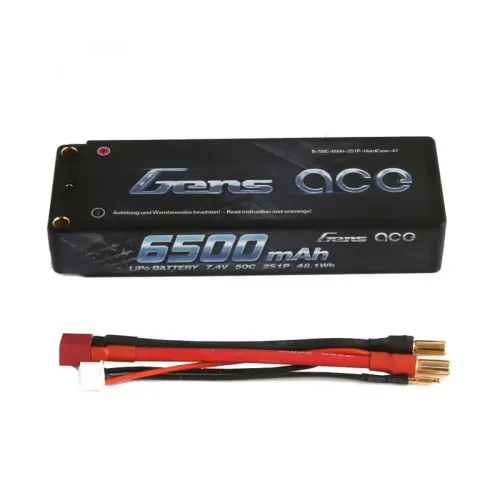 Акумулятори 7,4V LiPo Аккумулятор Gens Ace LiPO 7,4 В 6500 мАч 2S 50C (B-50C-6500-2S1P-HardCase-47)