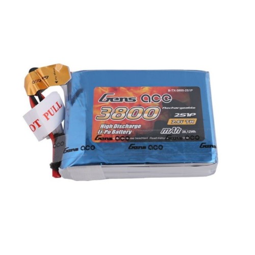 Акумулятори 7,4V LiPo Аккумулятор Gens Ace LiPO 7,4 В 3800 мАч 2S 1C (B-TX-3800-2S1P)