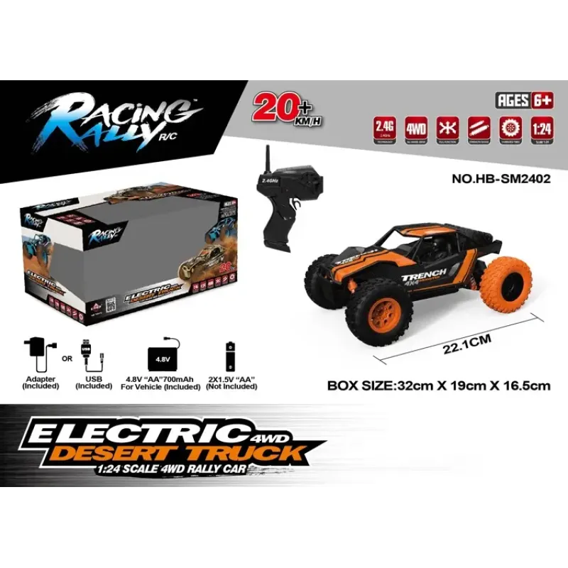 Машинка на радиоуправлении 1:24 HB Toys Багги 4WD на аккумуляторе (оранжевый)