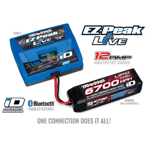 Акумулятори 14,8 V LiPo Комплект Traxxas EZ-Peak Live 100-240 В 12 А 100 Вт 2971 + 2 шт LiPO 14,8 В 6700 мAh 4S 25C 2890X (2993)