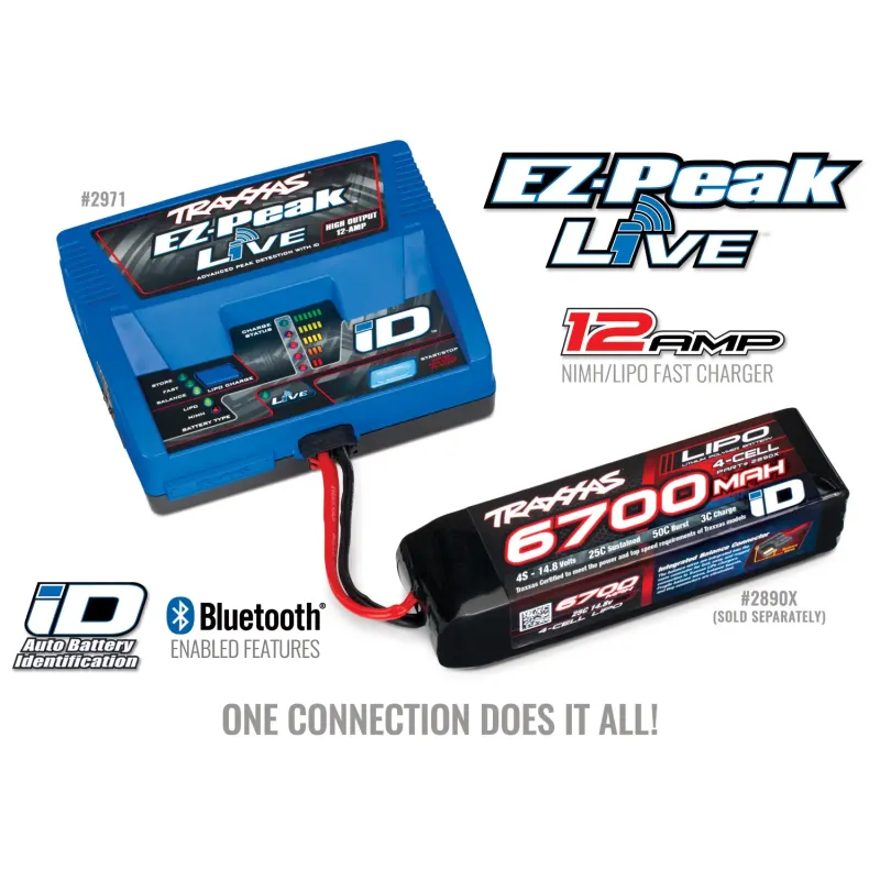 Комплект Traxxas EZ-Peak Live 100-240 В 12 А 100 Вт 2971 + 2 шт LiPO 14,8 В 6700 мAh 4S 25C 2890X (2993)