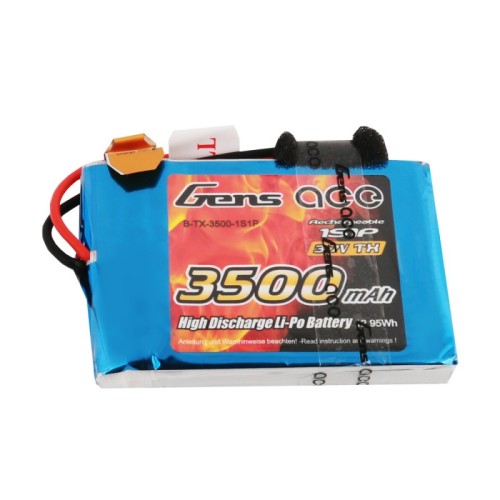 Акумулятори 3,7 V LiPo Аккумулятор Gens Ace LiPO 3,7 В 3500 мАч 1S 1C (B-TX-3500-1S1P)