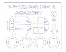 Маска для модели самолета Bf-109 G-6 / G-14 (Academy) 1:72