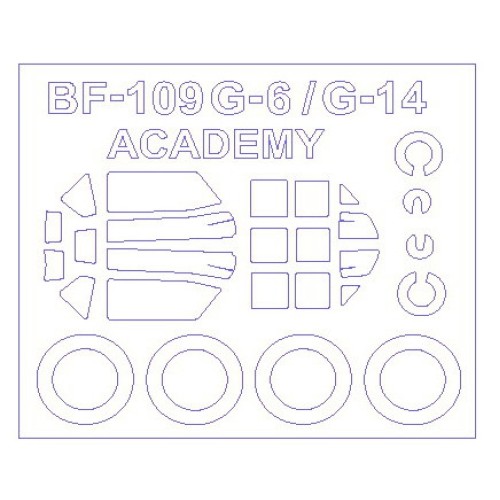 Декалі Маска для модели самолета Bf-109 G-6 / G-14 (Academy) 1:72