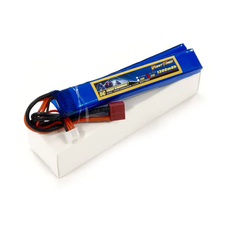 Аккумулятор для страйкбола Giant Power Li-Pol 11.1V 3S 1300mAh 25C 2 лепестка 12.5х21х130мм T-Plug
