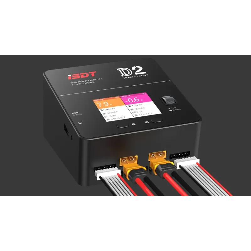 Зарядное устройство ISDT D2 Dual XT60 AC 100-240 В 12 A 200 Вт 1-6S