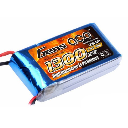 Акумулятори 7,4V LiPo Аккумулятор Gens Ace LiPO 7,4 В 1300 мАч 2S 25C (B-25C-1300-2S1P)