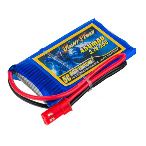 Акумулятори 3,7 V LiPo Аккумулятор Giant Power Li-Pol 450mAh 3.7V 1S 25C 4.5x30x53мм JST