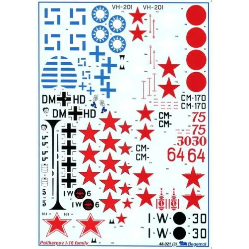 Декали Декаль на самолет Поликарпов И-16 (BD48021) Масштаб: 1:48