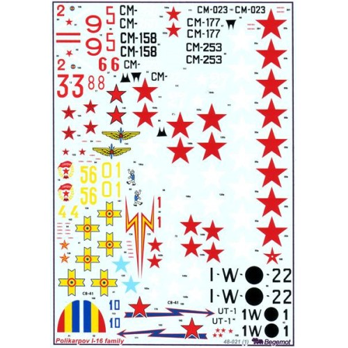 Декали Декаль на самолет Поликарпов И-16 (BD48021) Масштаб: 1:48