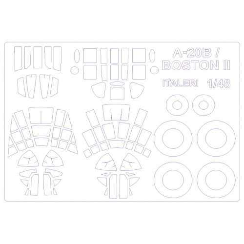 Декалі Маска для модели самолета Douglas A-20B / Boston II (Italeri) 1:48