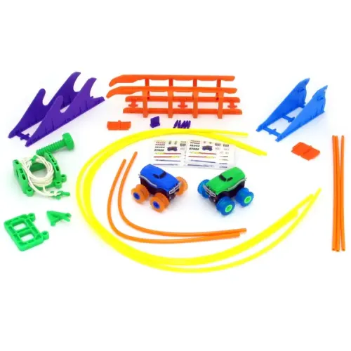 Игрушечные машинки Машинки на бат. Trix Trux набор 2 машинки с трассой (синий+зеленый)