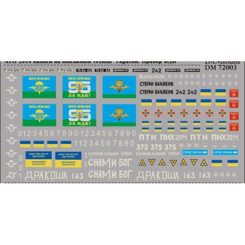 Наборы деталировки Декаль: Восток Украины (АТО) 2014 (DAN72003) Масштаб: 1:72