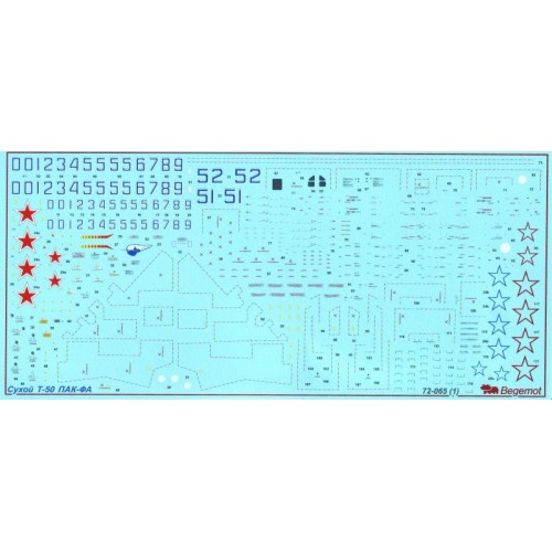 Декалі Декаль для самолета Сухой Т-50 "ПАК-ФА" (Hobby Boss) 1:72