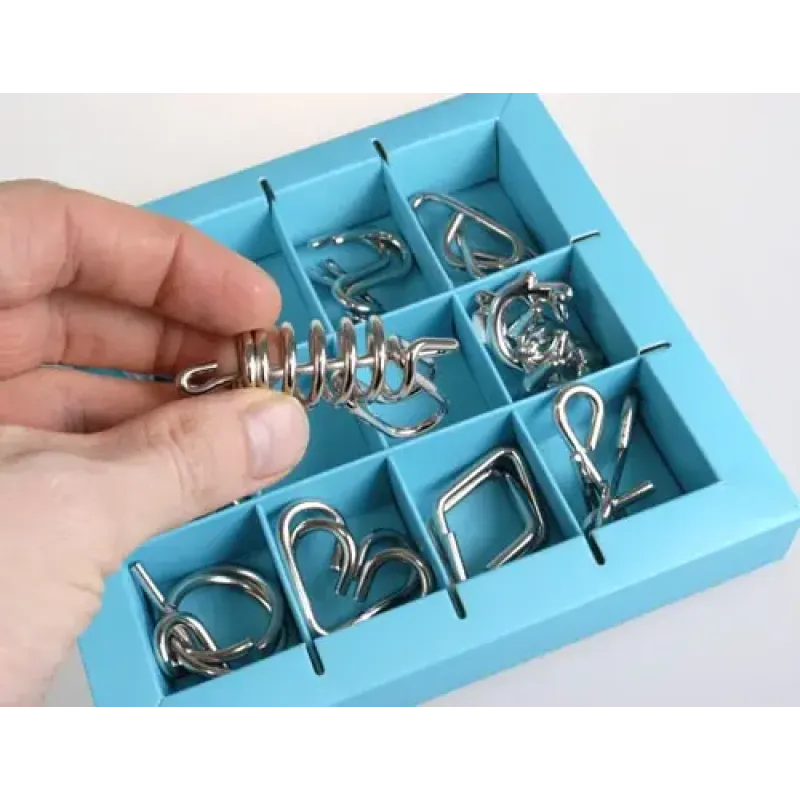 Головоломка 10 Metal Puzzle Blue | Голубой набор