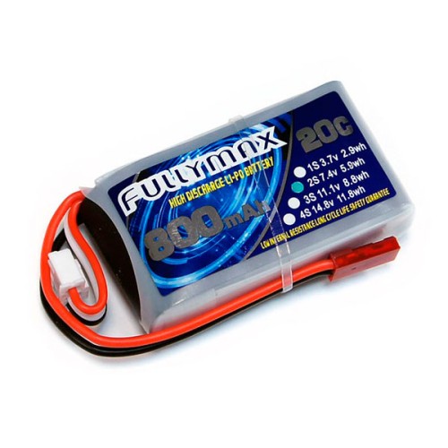 Акумулятори 7,4V LiPo Аккумулятор Fullymax 7.4V 800mAh Li-Po 2S 20C JST