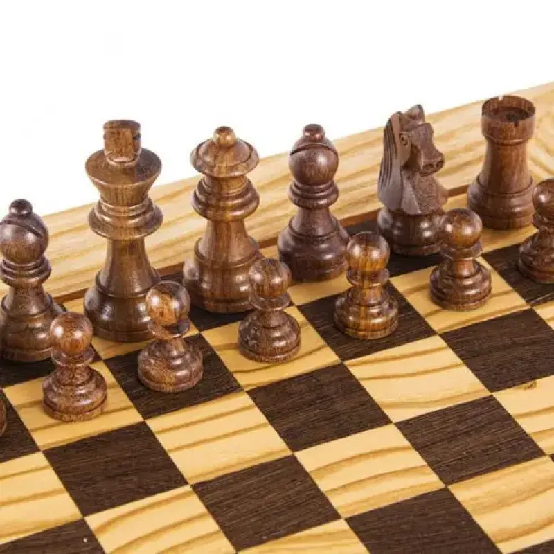 SW43B40H шахматы Manopoulos Olive Burl Chessboard 40cm with Staunton Chessmen