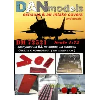 Міг-29: заглушки на ВЗ, на сопла, на жалюзі та декаль з номерами (DAN72521) Масштаб: 1:72