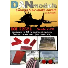 Миг-29: заглушки на ВЗ, на сопла, на жалюзи и декаль с номерами (DAN72521) Масштаб:  1:72