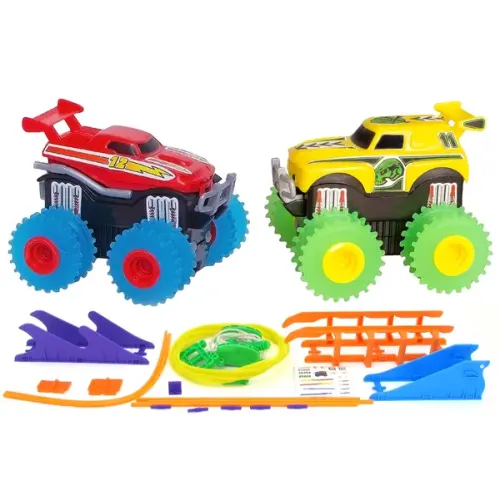 Игрушечные машинки Машинки на бат. Trix Trux набор 2 машинки с трассой (красный+желтый)