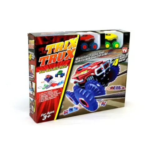 Игрушечные машинки Машинки на бат. Trix Trux набор 2 машинки с трассой (красный+желтый)