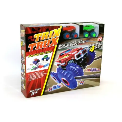 Игрушечные машинки Машинки на бат. Trix Trux набор 2 машинки с трассой (красный+зеленый)