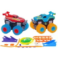 Машинки на бат. Trix Trux набор 2 машинки с трассой (красный+синий)