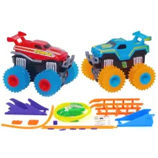 Машинки на бат. Trix Trux набор 2 машинки с трассой (красный+синий)