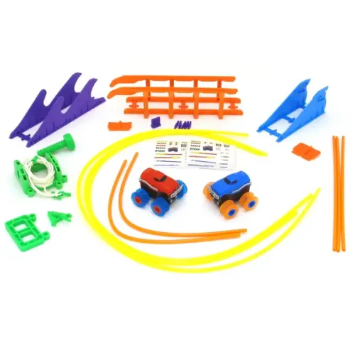 Игрушечные машинки Машинки на бат. Trix Trux набор 2 машинки с трассой (красный+синий)