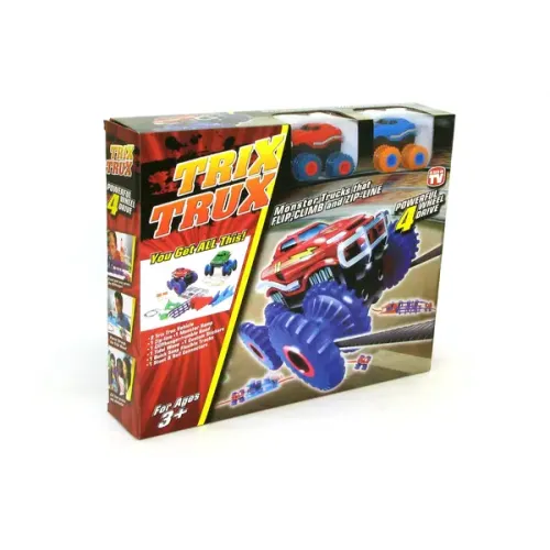 Игрушечные машинки Машинки на бат. Trix Trux набор 2 машинки с трассой (красный+синий)