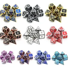 Набор металлических кубиков RPG 7 шт эмаль (объёмные, цветные)