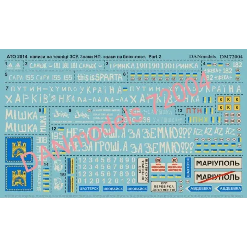 Набори деталіровки Декаль: ATO (антитерористична операція), Східна Україна 2014, Частина II (DAN72004) Масштаб: 1:72