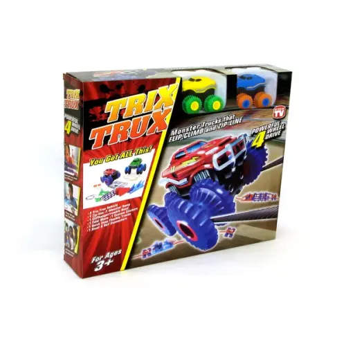 Іграшкові машинки Машинки на бат. Trix Trux набор 2 машинки с трассой (синий+желтый)
