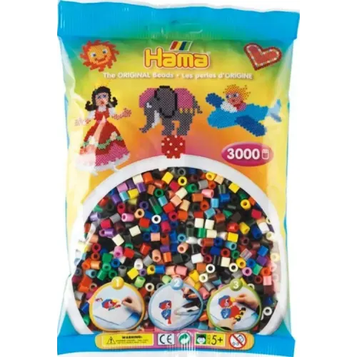 Термомозаика Термомозаїка HAMA Набір кольорових намистин MIDI 5+, 3000шт, 22 кольора