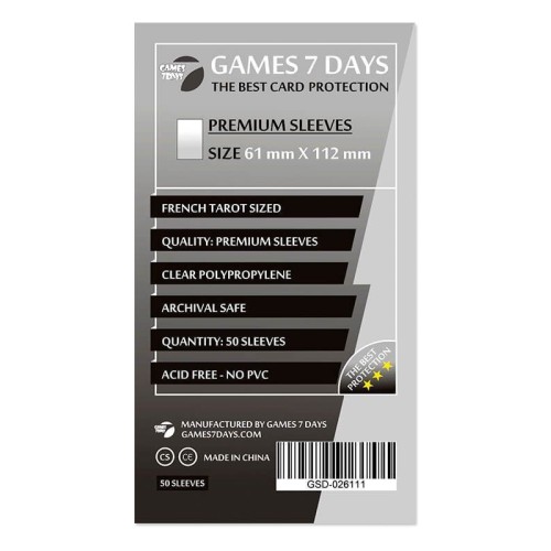Протекторы Протекторы Games7Days (61 x 112 мм) Premium French Tarot (50 шт)