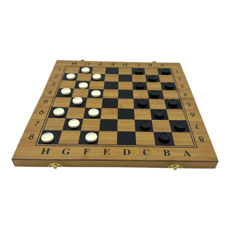 Настольная игра Нарды с шахматами и шашками из бамбука (38,7×38,7×2,3 см)
