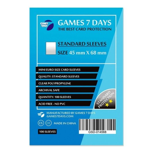 Протекторы Протекторы Games7Days (45 x 68 мм) Standard Mini Euro (100 шт)