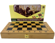 Нарди з шахами і шашками бамбукові (33,5х33,5х2,3 см)