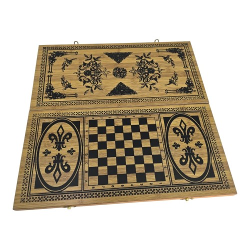 Настільна гра Нарди з шахами і шашками бамбукові (48х48х1,9 см)