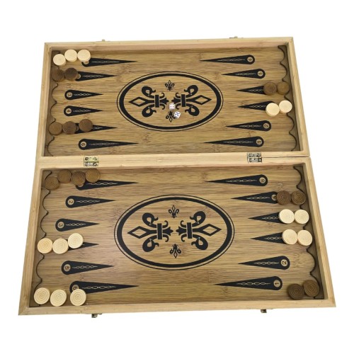 Настільна гра Нарди з шахами і шашками бамбукові (48х48х1,9 см)