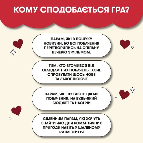 Настільна гра Гра для закоханих. 100 неймовірних побачень