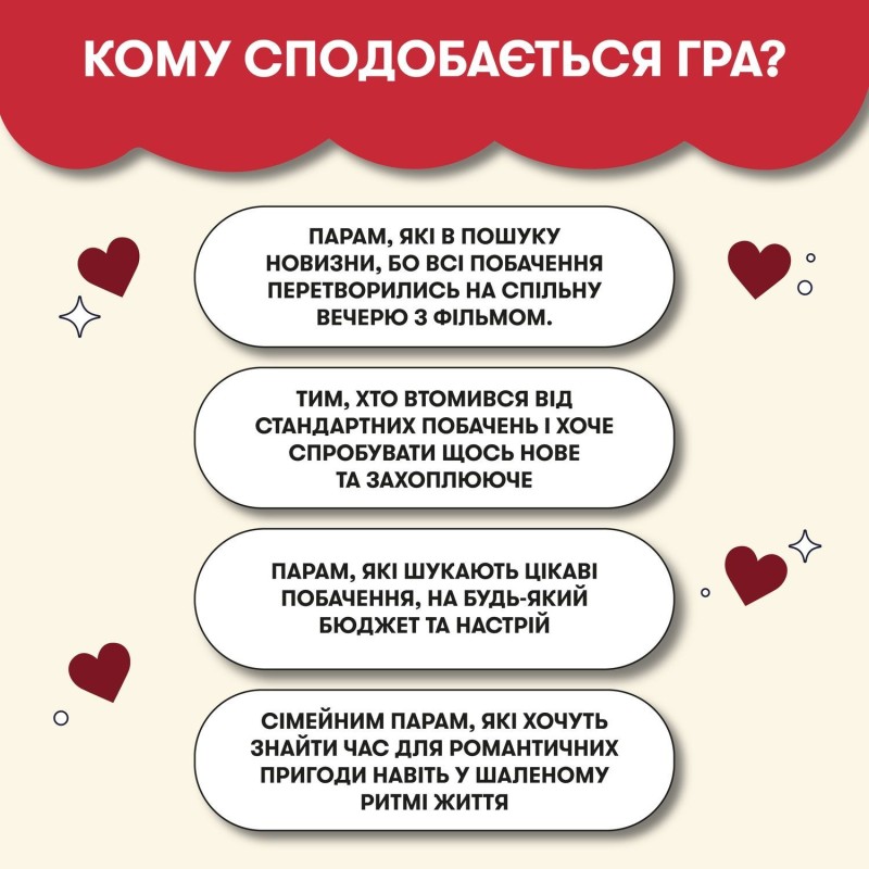Настільна гра Гра для закоханих. 100 неймовірних побачень