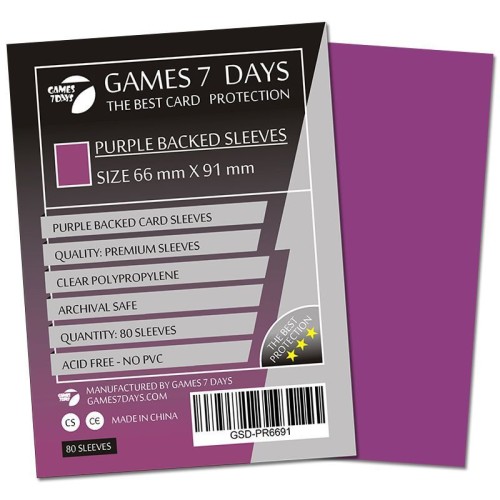 Протекторы Протекторы Games7Days (66 х 91 мм / 63.5x88 мм) Purple Premium MTG (80 шт)