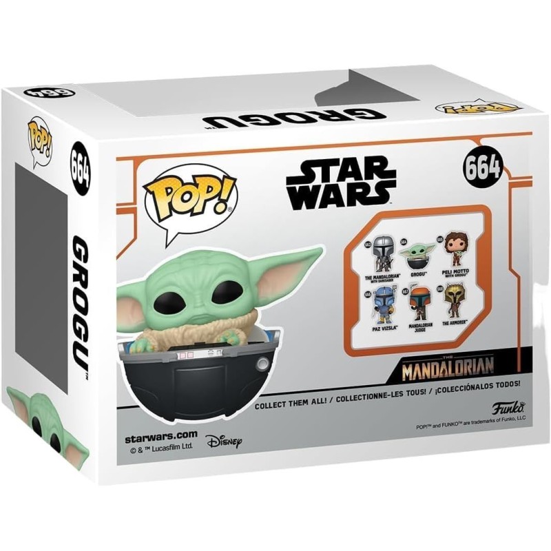 Фігурка Funko POP Малюк Ґрогу у візочку - Funko POP Star Wars The Mandalorian Grogu in Hover-Pram #664