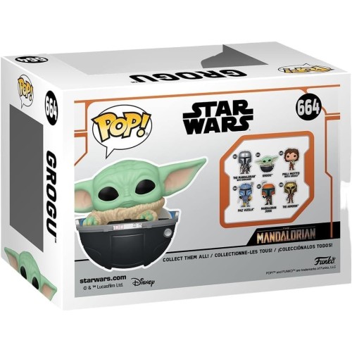 Фігурки Funko POP Малюк Ґрогу у візочку - Funko POP Star Wars The Mandalorian Grogu in Hover-Pram #664