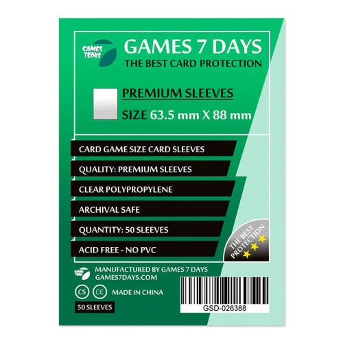 Протекторы Протекторы Games7Days (63,5 х 88 мм) Premium Card Game (50 шт)